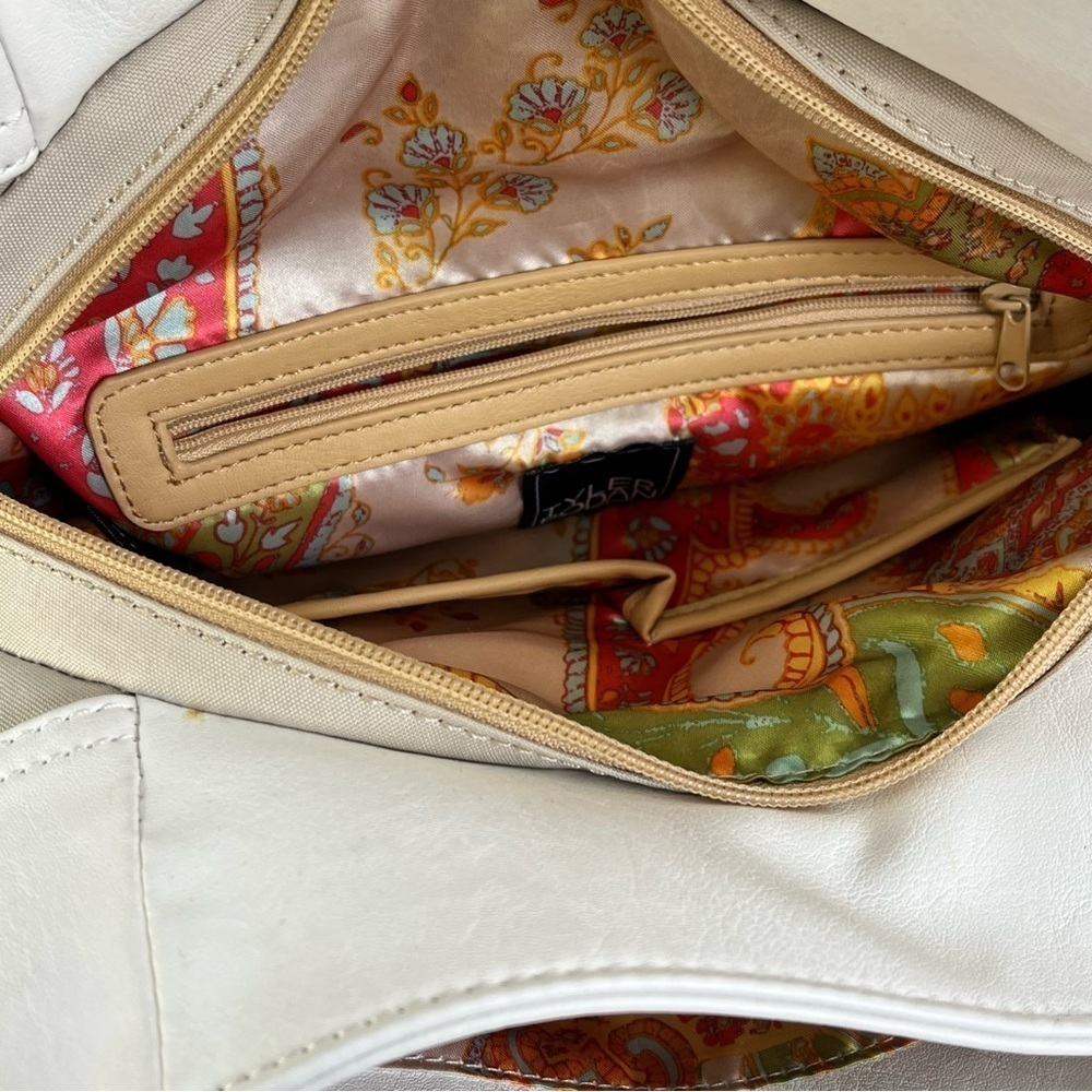 Tan Cream Tyler Rodan Bag Purse Large Pockets Magnette Closer Zipper Lined - Picture 10 of 16
